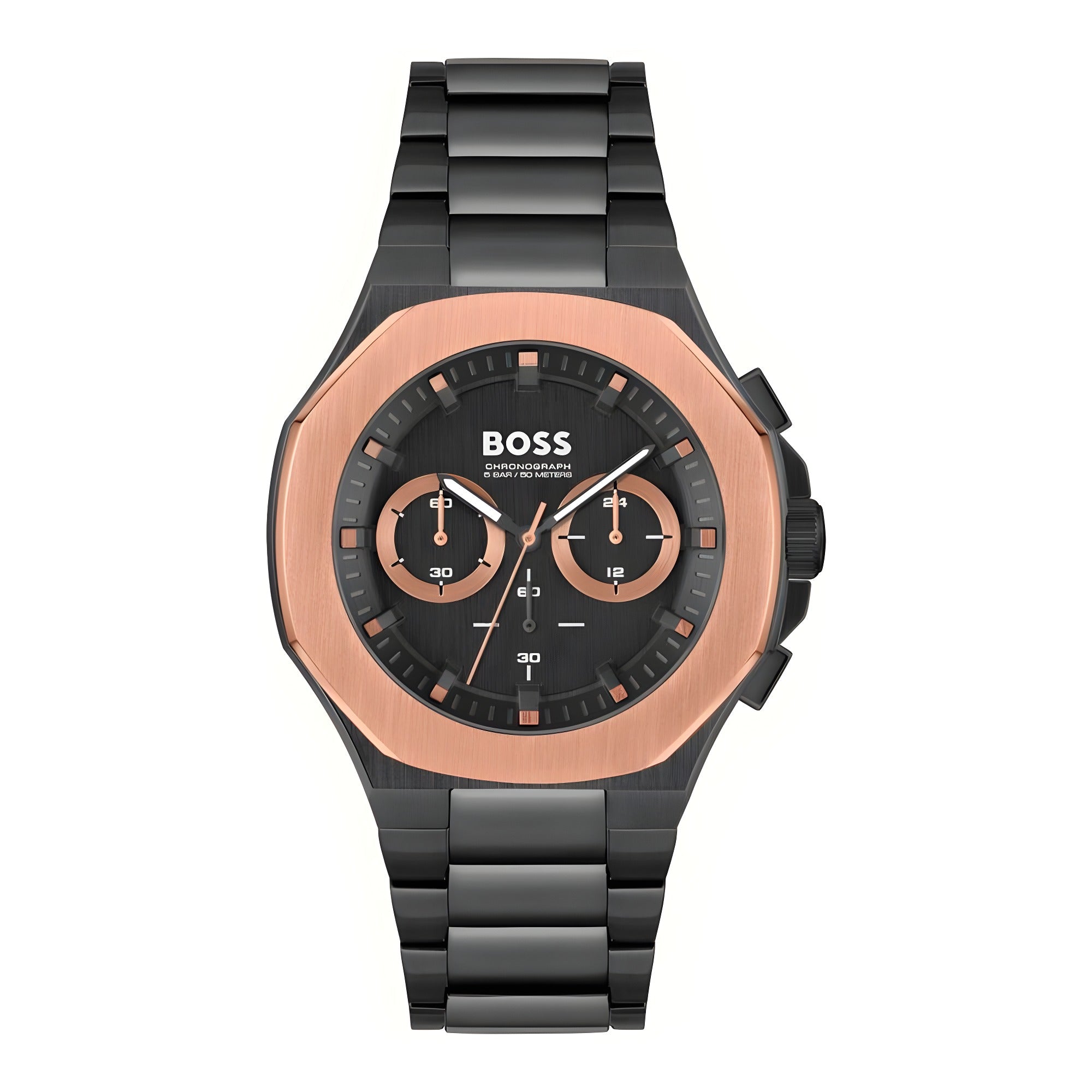 Ceas Hugo Boss negru din oțel inoxidabil cu brățară
