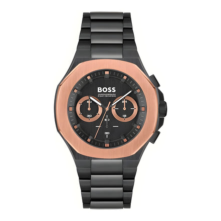 Ceas Hugo Boss negru din oțel inoxidabil cu brățară