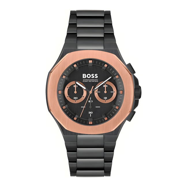 Ceas Hugo Boss negru din oțel inoxidabil cu brățară