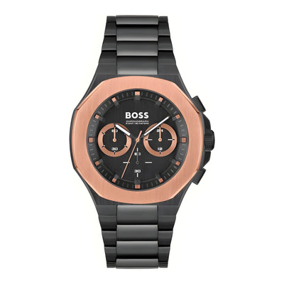 Ceas Hugo Boss negru din oțel inoxidabil cu brățară