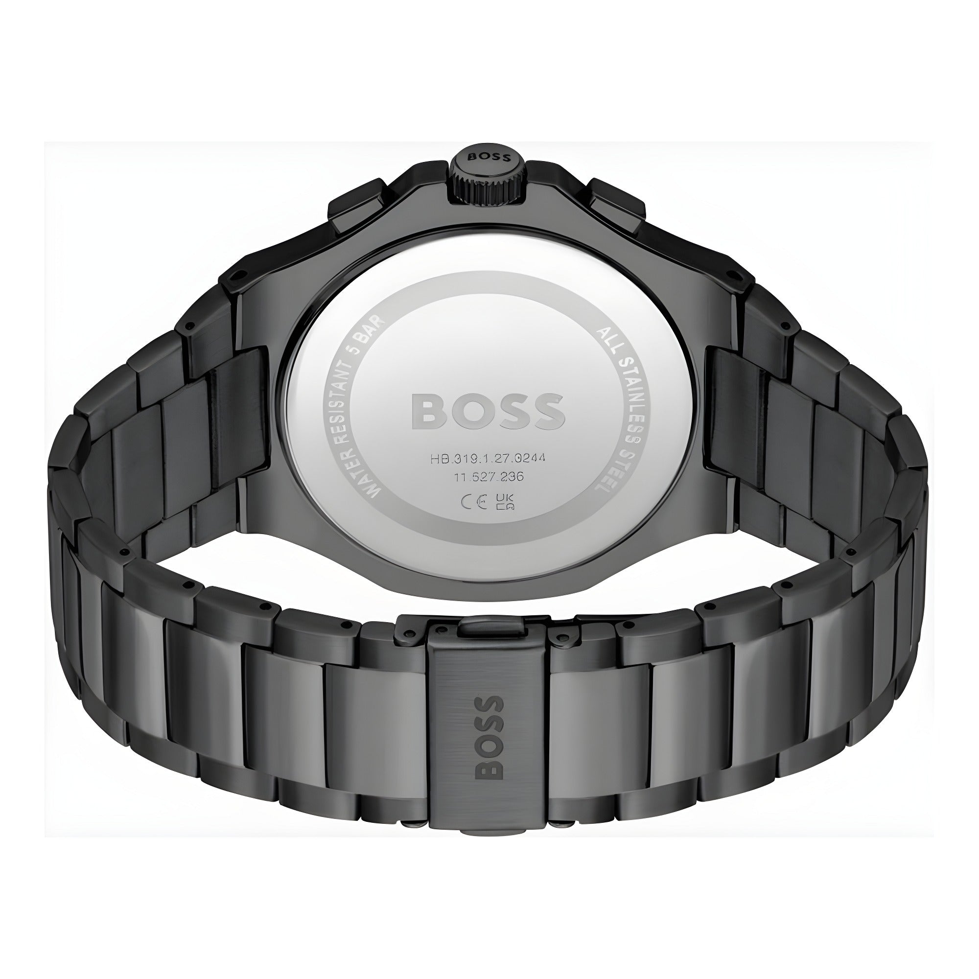 Ceas Hugo Boss negru din oțel inoxidabil cu brățară