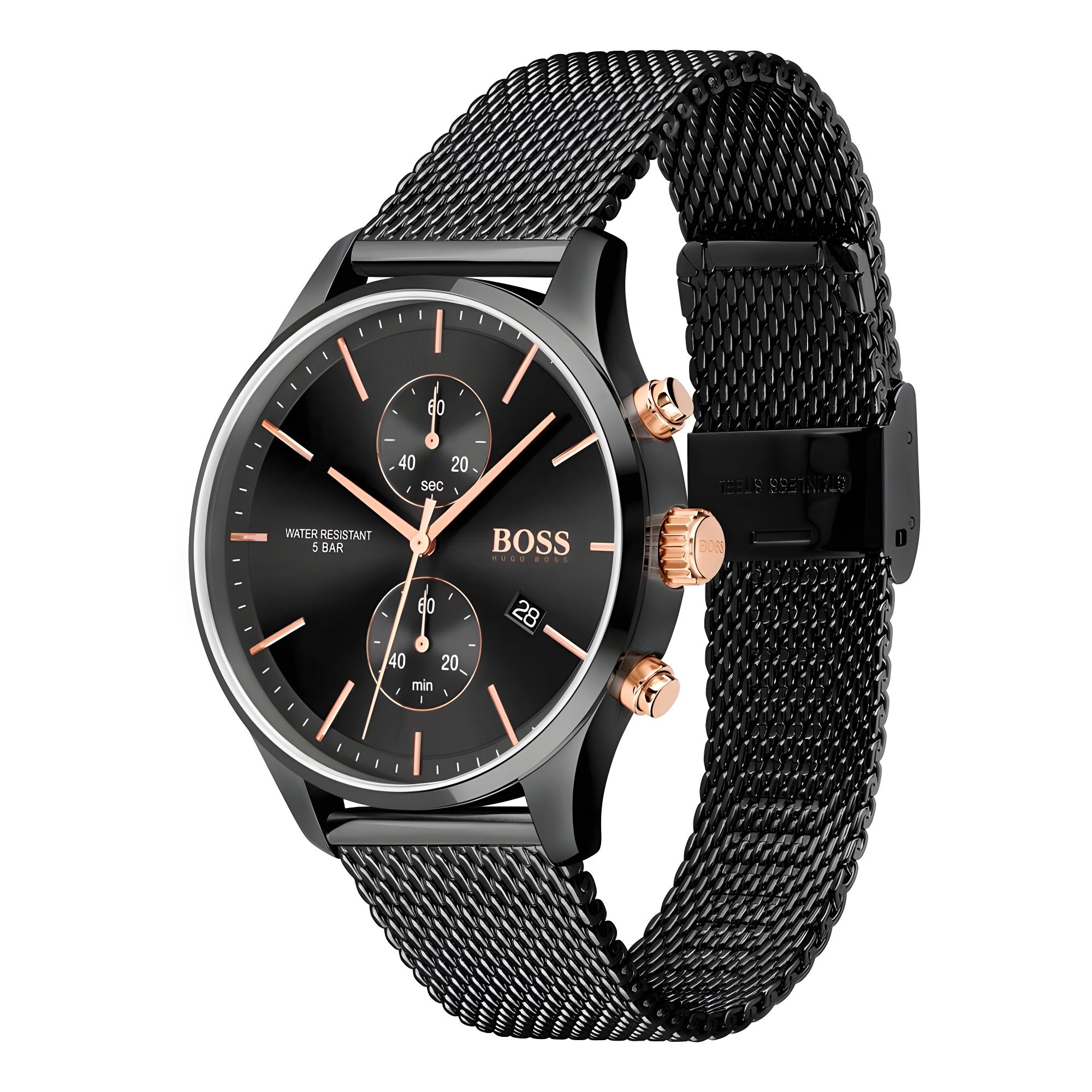 Ceas Hugo Boss negru din oțel inoxidabil