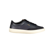 Sneakers Hugo Boss albaștri din piele cu detalii maro