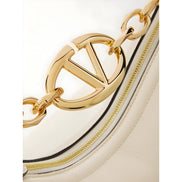 Valentino Garavani Ivory Leather Small Hobo Vlogo Shoulder Bag