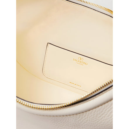 Valentino Garavani Ivory Leather Small Hobo Vlogo Shoulder Bag