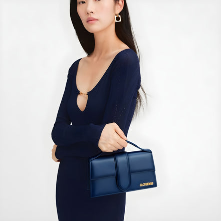 Jacquemus Dark NavyLeather Le Grand Bambino Handbag