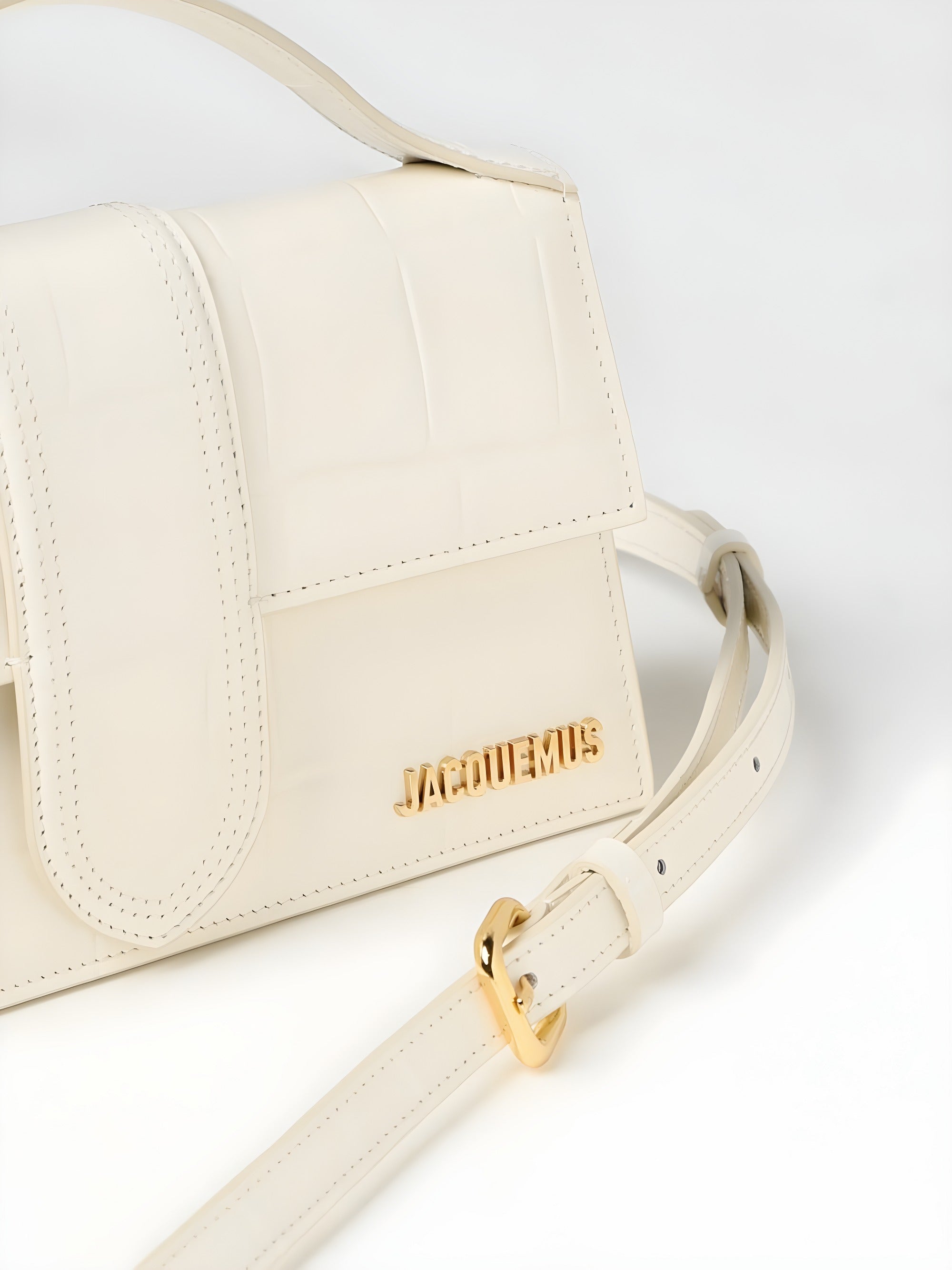 Geantă de mână Jacquemus Ivory Cocco Le Grand Bambino