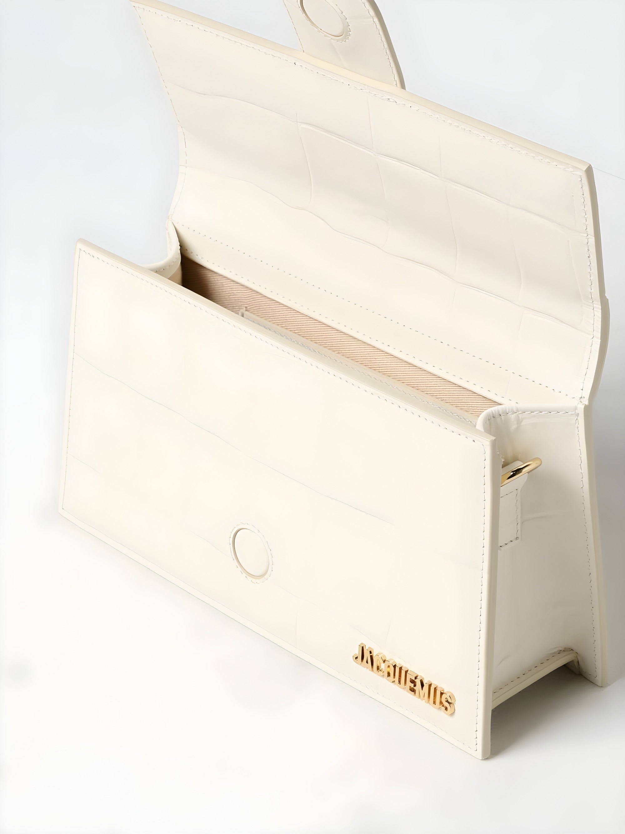 Geantă de mână Jacquemus Ivory Cocco Le Grand Bambino