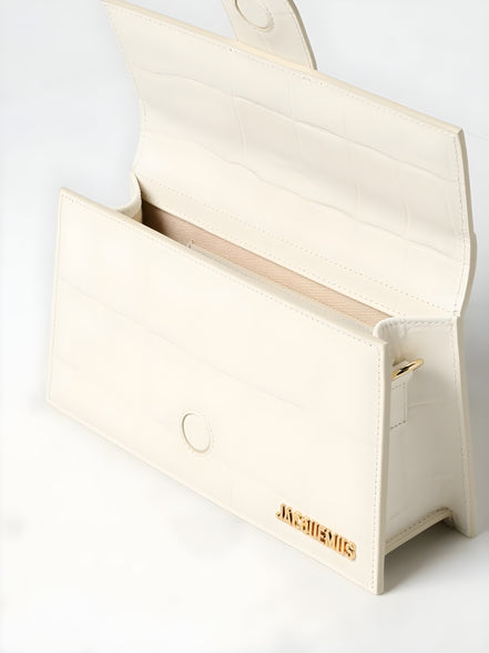 Geantă de mână Jacquemus Ivory Cocco Le Grand Bambino