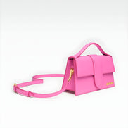 Geantă de mână Jacquemus Le Grand Bambino din piele neon roz
