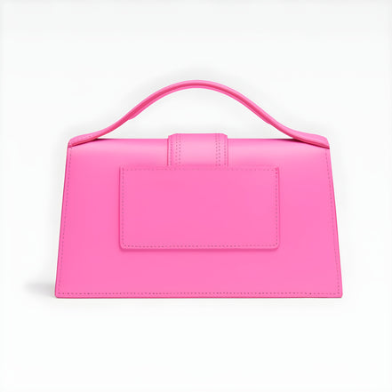 Geantă de mână Jacquemus Le Grand Bambino din piele neon roz