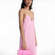 Geantă de mână Jacquemus Le Grand Bambino din piele neon roz