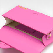 Jacquemus Neon Pink Leather Le Grand Bambino Handbag