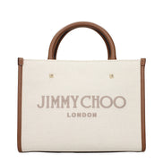 Geantă Jimmy Choo bej din material textil Avenue Tote