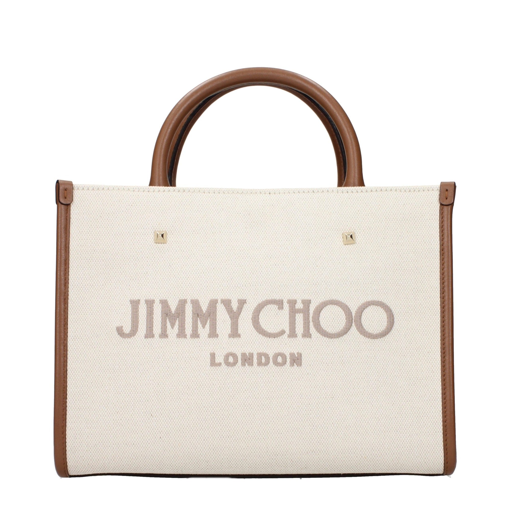 Geantă Jimmy Choo bej din material textil Avenue Tote