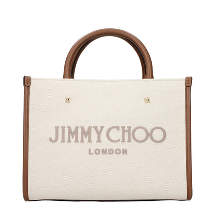 Geantă Jimmy Choo bej din material textil Avenue Tote