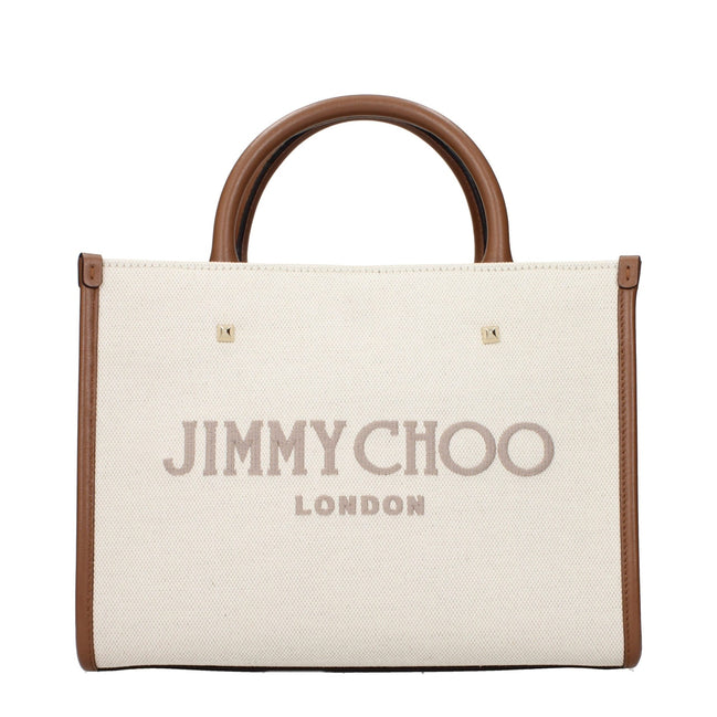 Geantă Jimmy Choo bej din material textil Avenue Tote