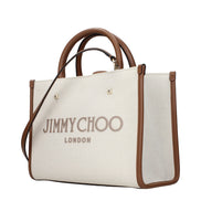 Geantă Jimmy Choo bej din material textil Avenue Tote