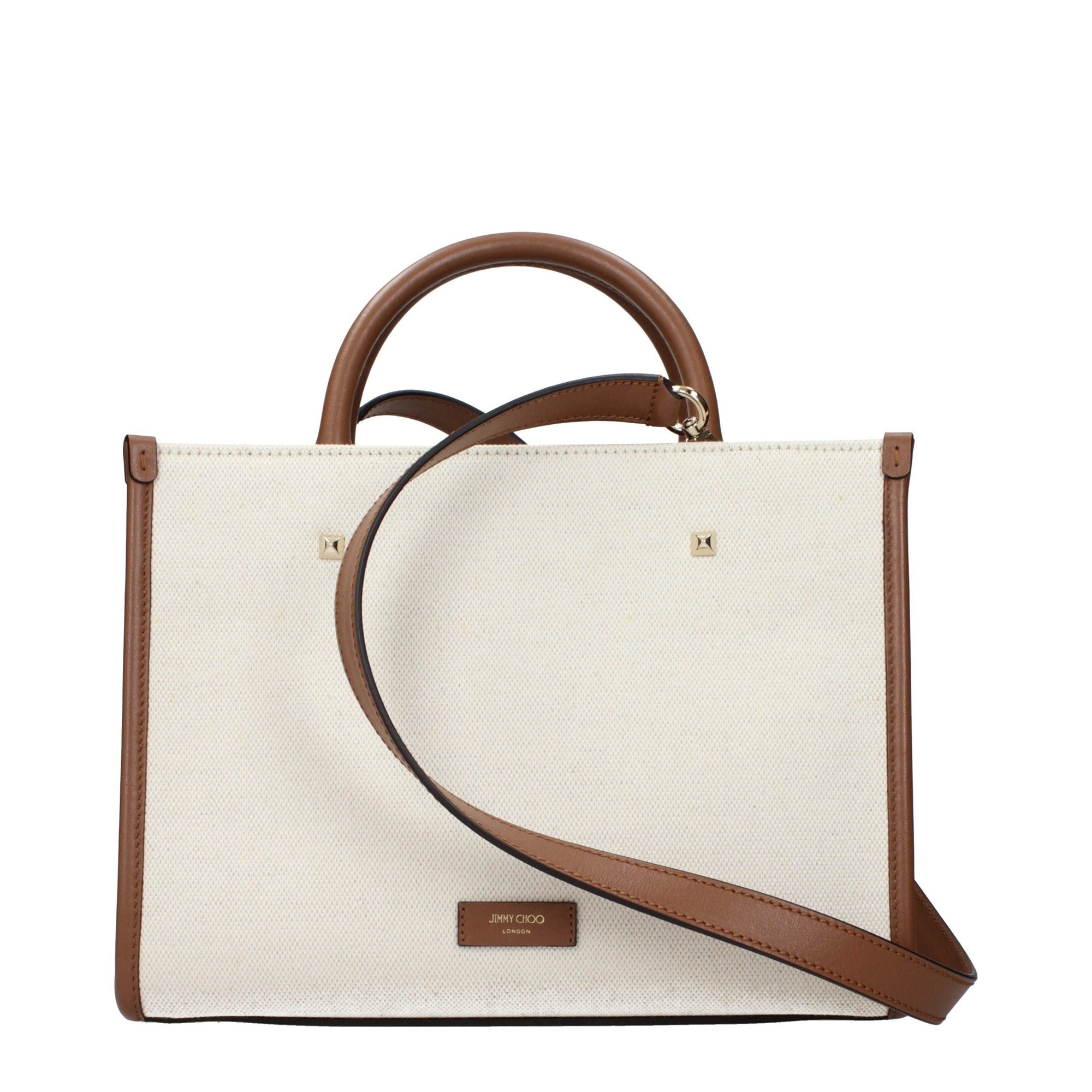 Geantă Jimmy Choo bej din material textil Avenue Tote