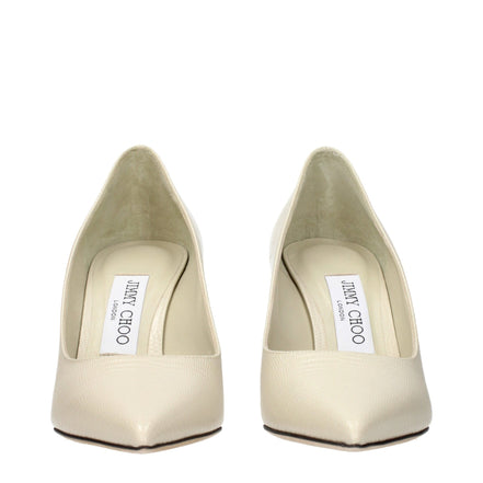 Pantofi cu toc înalt Jimmy Choo bej din piele