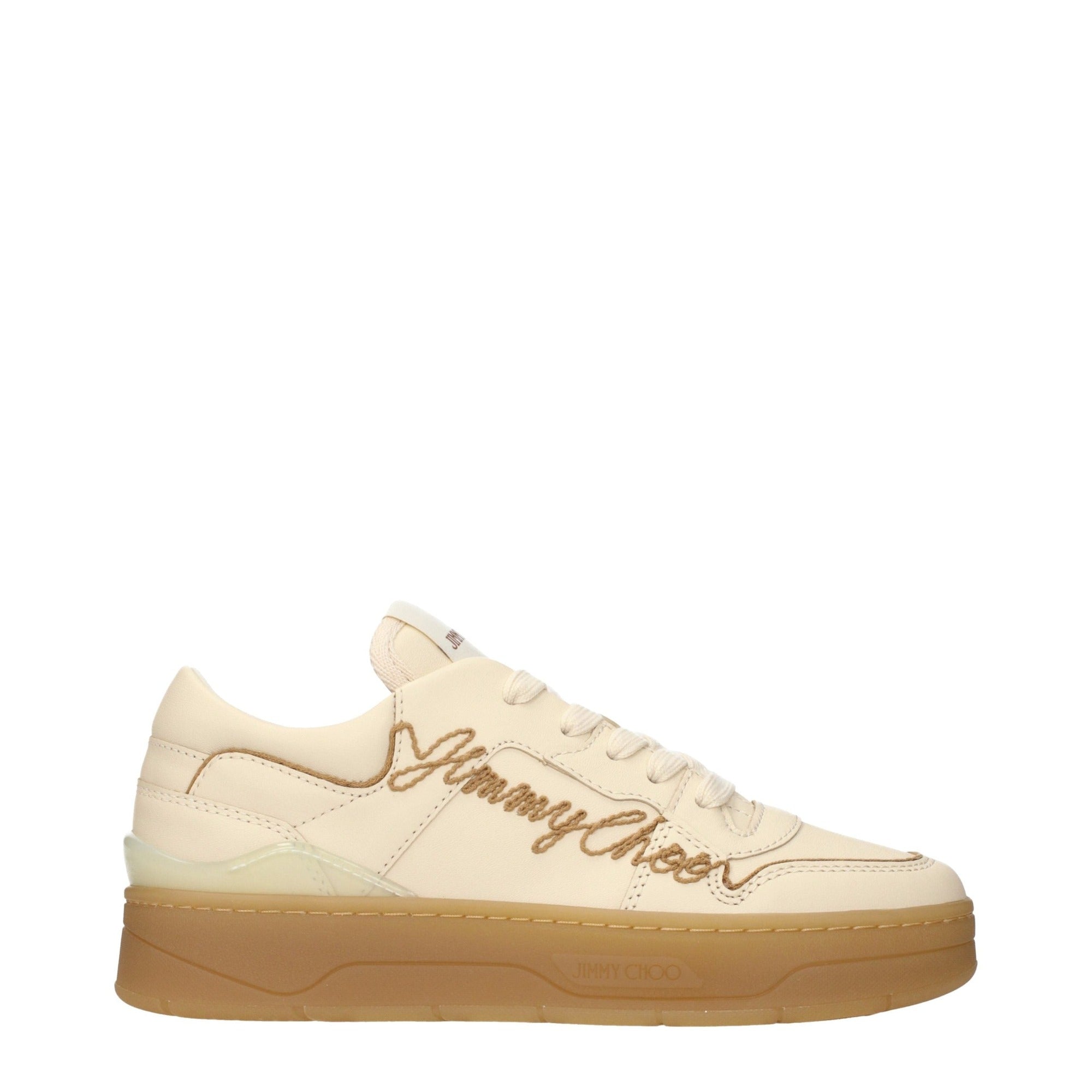 Sneakers low top Jimmy Choo bej din piele pentru femei