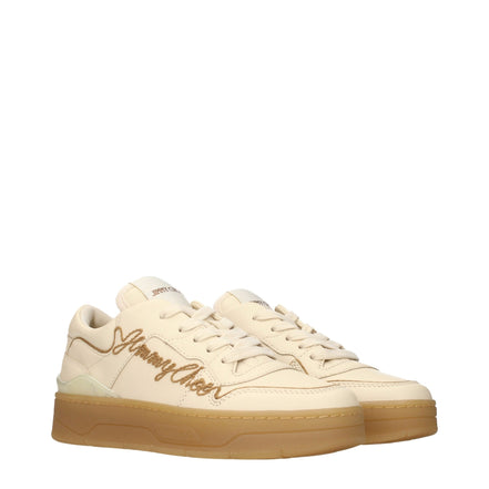 Sneakers low top Jimmy Choo bej din piele pentru femei
