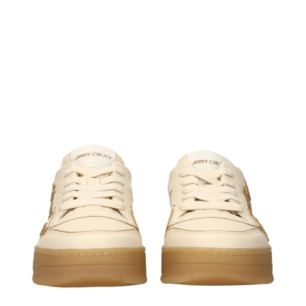 Sneakers low top Jimmy Choo bej din piele pentru femei