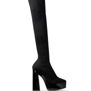 Cizme peste genunchi Jimmy Choo negre din material textil