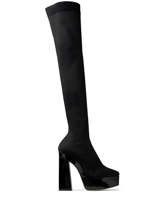 Cizme peste genunchi Jimmy Choo negre din material textil