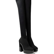 Cizme peste genunchi Jimmy Choo negre din material textil