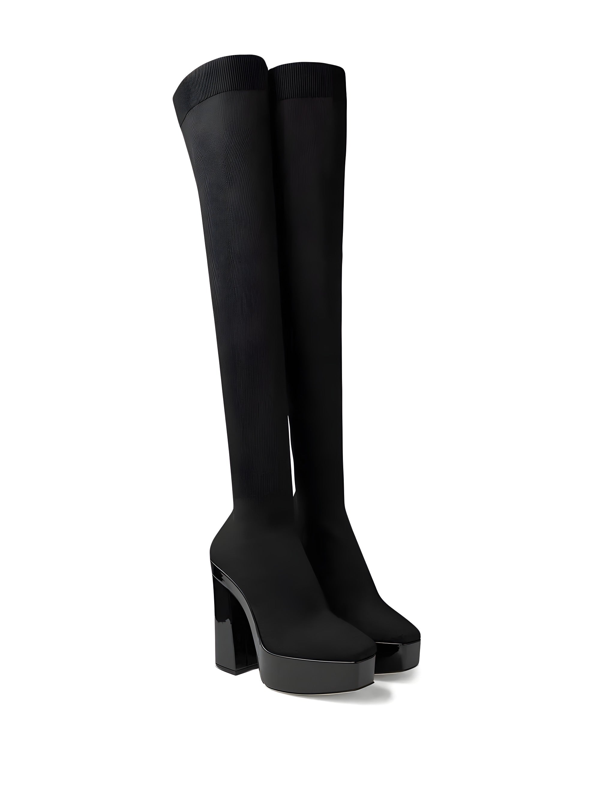 Cizme peste genunchi Jimmy Choo negre din material textil