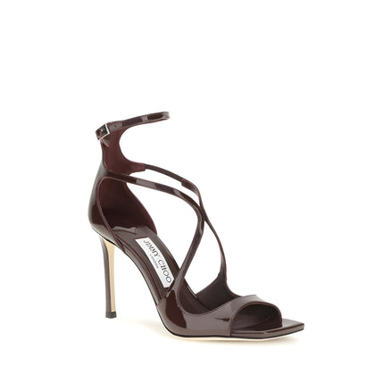 Sandale cu toc stiletto Jimmy Choo maro din piele