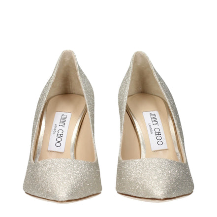 Pantofi cu toc înalt Jimmy Choo aurii cu glitter