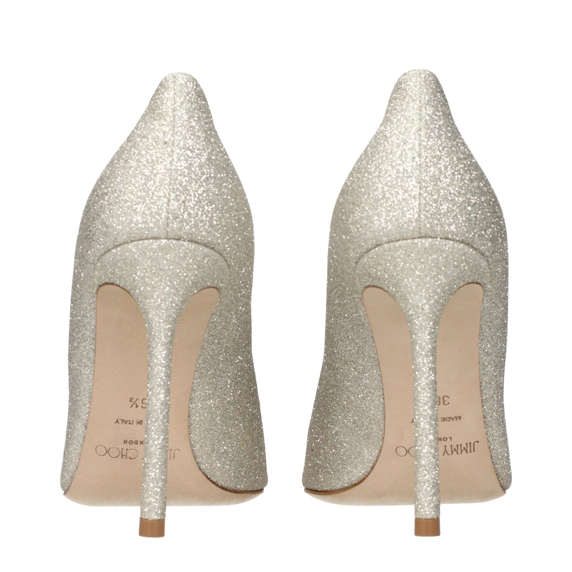 Pantofi cu toc înalt Jimmy Choo aurii cu glitter