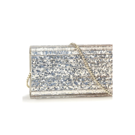 Geantă plic Jimmy Choo aurie din plexiglas