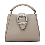 Geantă Jimmy Choo gri din piele Cherish taupe