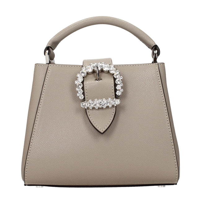 Geantă Jimmy Choo gri din piele Cherish taupe