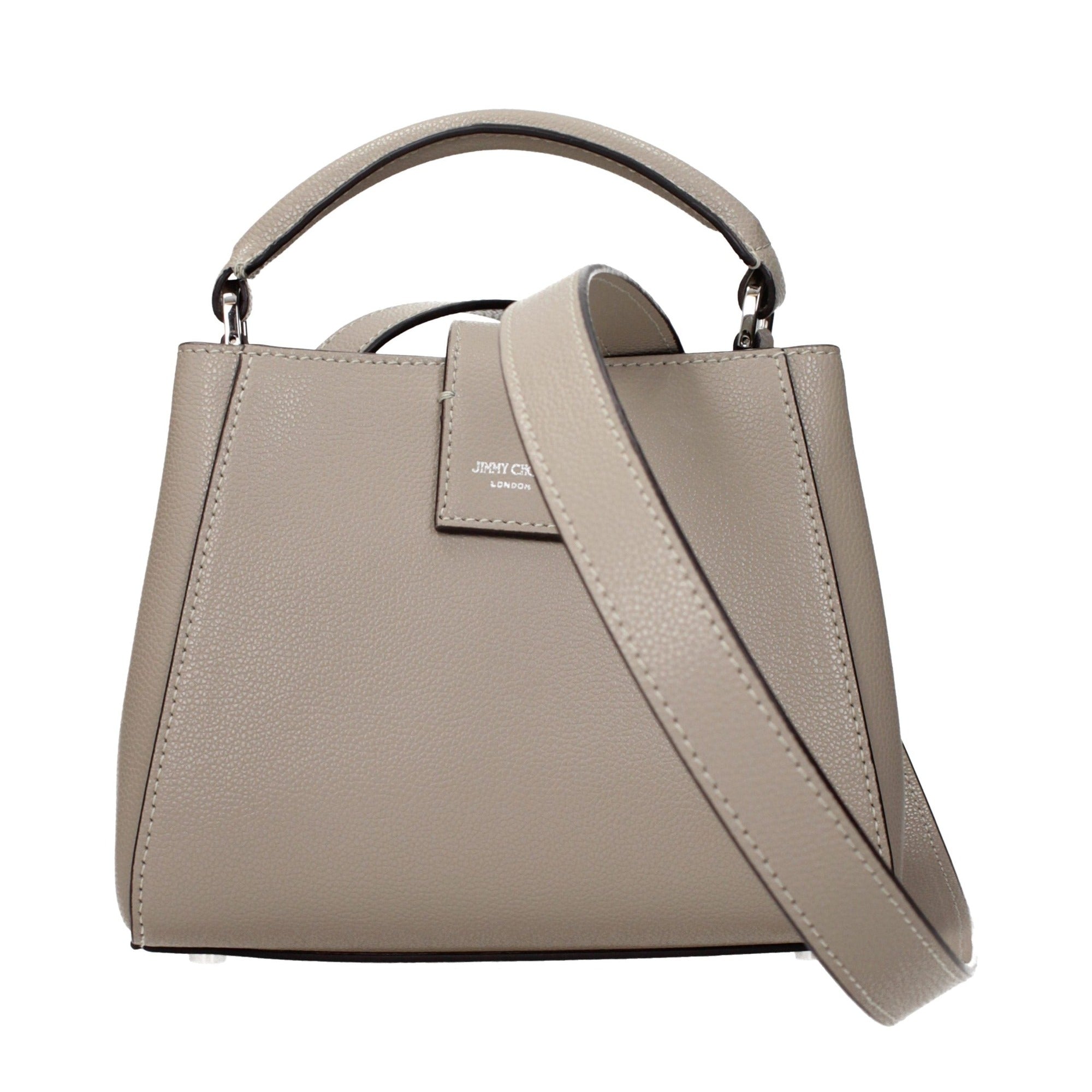 Geantă Jimmy Choo gri din piele Cherish taupe