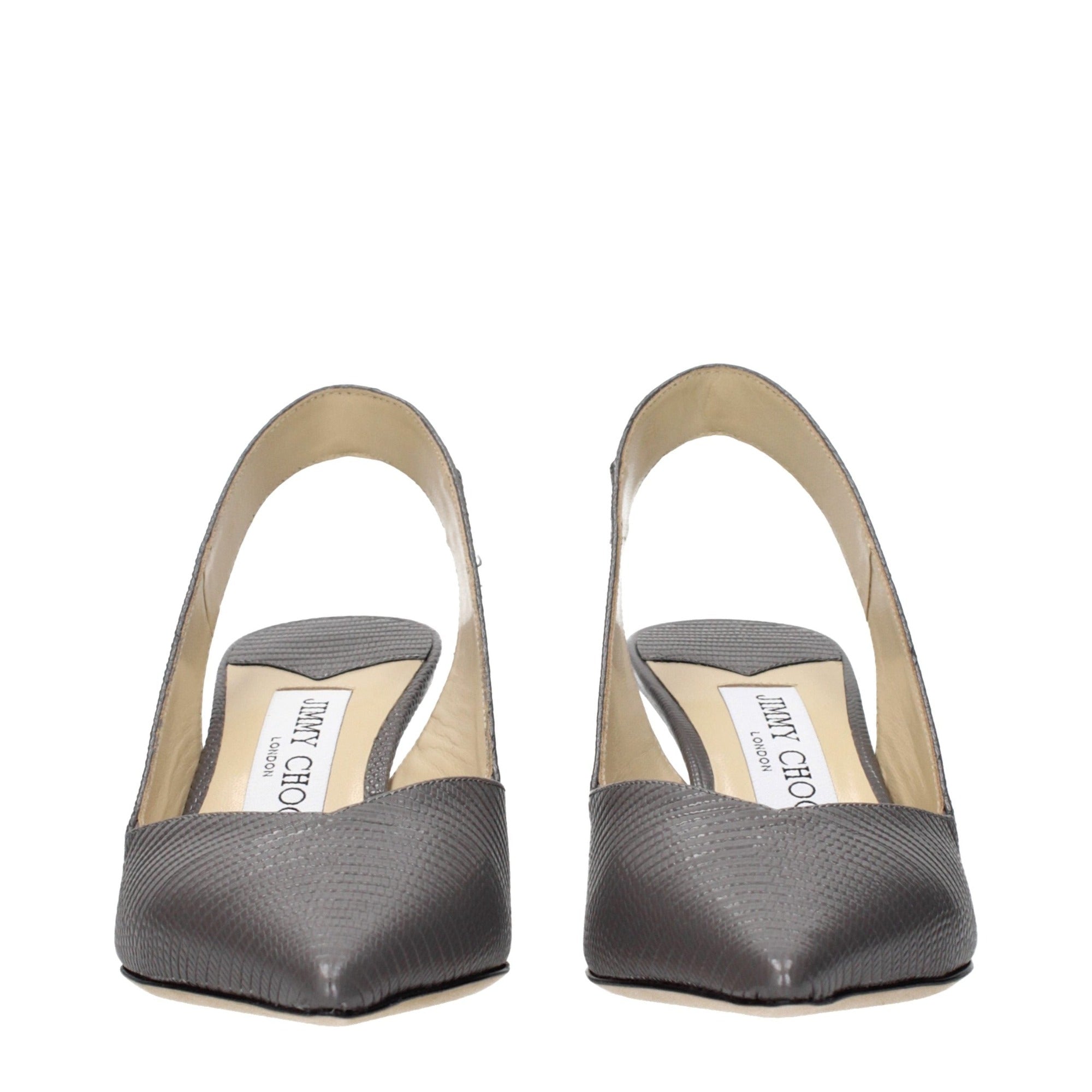 Sandale cu toc înalt Jimmy Choo gri din piele