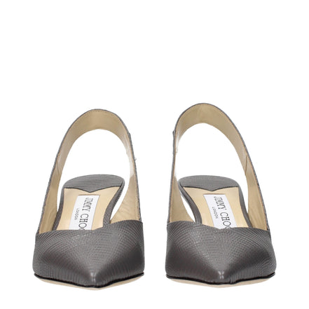 Sandale cu toc înalt Jimmy Choo gri din piele