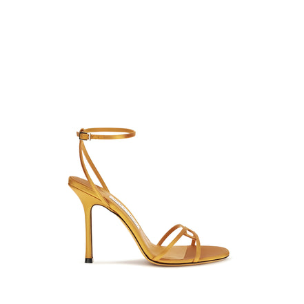 Sandale Jimmy Choo Orange din mătase cu toc stiletto