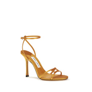 Sandale Jimmy Choo Orange din mătase cu toc stiletto
