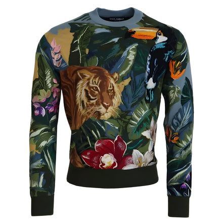 Pulover Dolce & Gabbana Jungle din lână și mătase cu logo