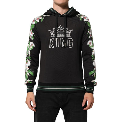 Dolce & Gabbana KING Black Orchid Floral Crown Logo Hoodie