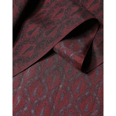 Dolce & Gabbana Maroon Patterned Silk Wrap Foulard 133cm x 22cm Scarf