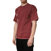 Tricou cu mânecă scurtă, guler rotund, Dolce & Gabbana, imprimat, grena