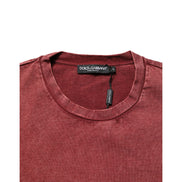 Tricou cu mânecă scurtă, guler rotund, Dolce & Gabbana, imprimat, grena