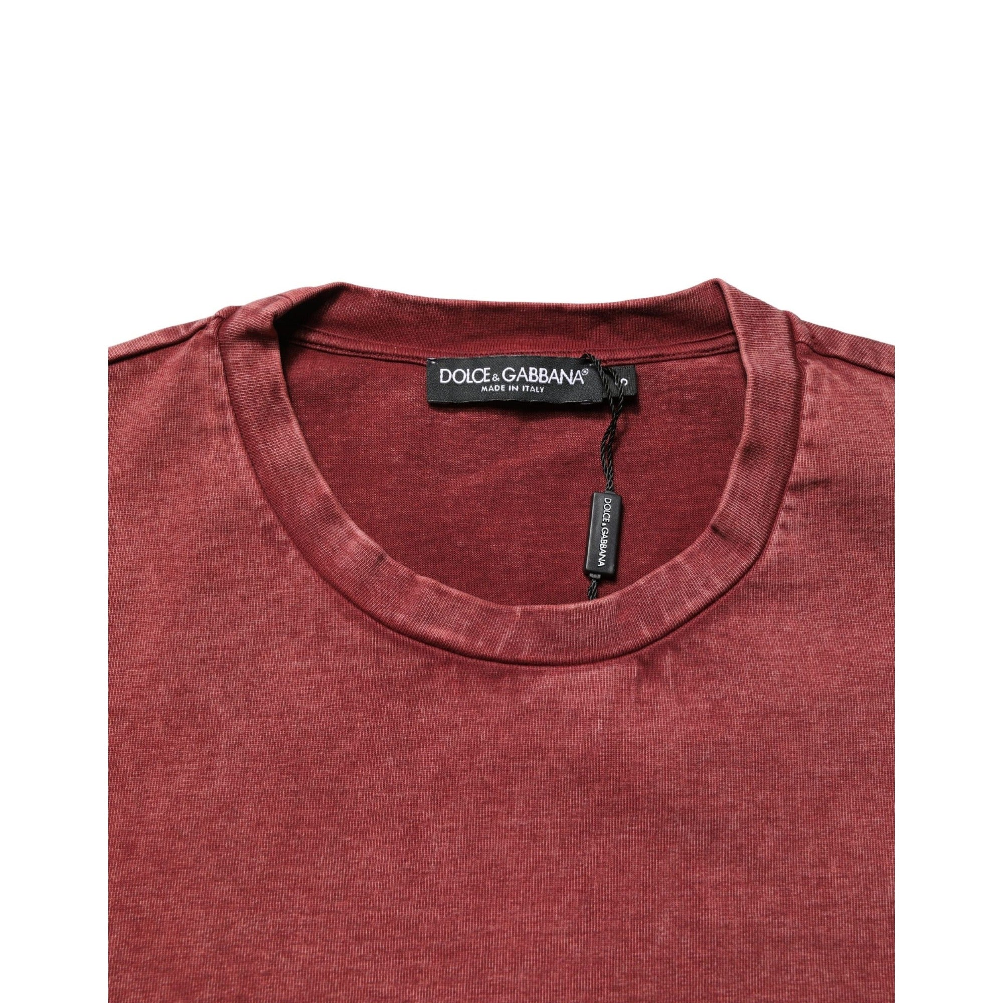 Tricou cu mânecă scurtă, guler rotund, Dolce & Gabbana, imprimat, grena