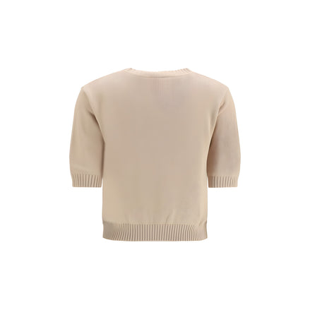 Bluză Max Mara bej din bumbac cu broderie