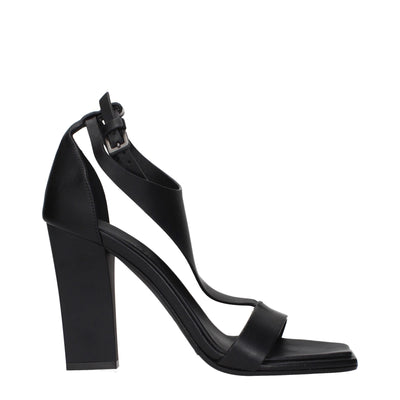 Sandale Max Mara cu toc stiletto din piele neagră